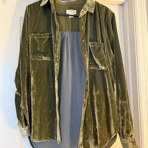 Maeve Anthropology Green Velvet shirt